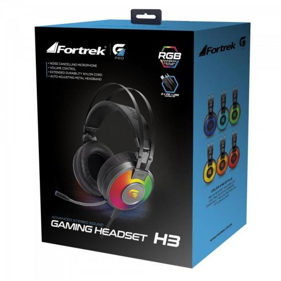 Headset Gamer RGB G PRO H3 Cinza Fortrek