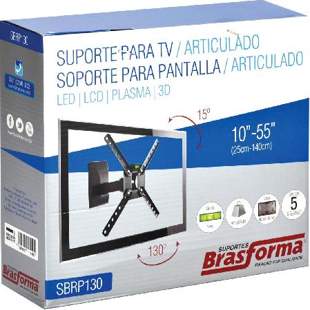 Suporte para TV LCD de 10 a 55 Modelo Articulado SBRP130 PRETO- com Inclinacao de Altura 15AO