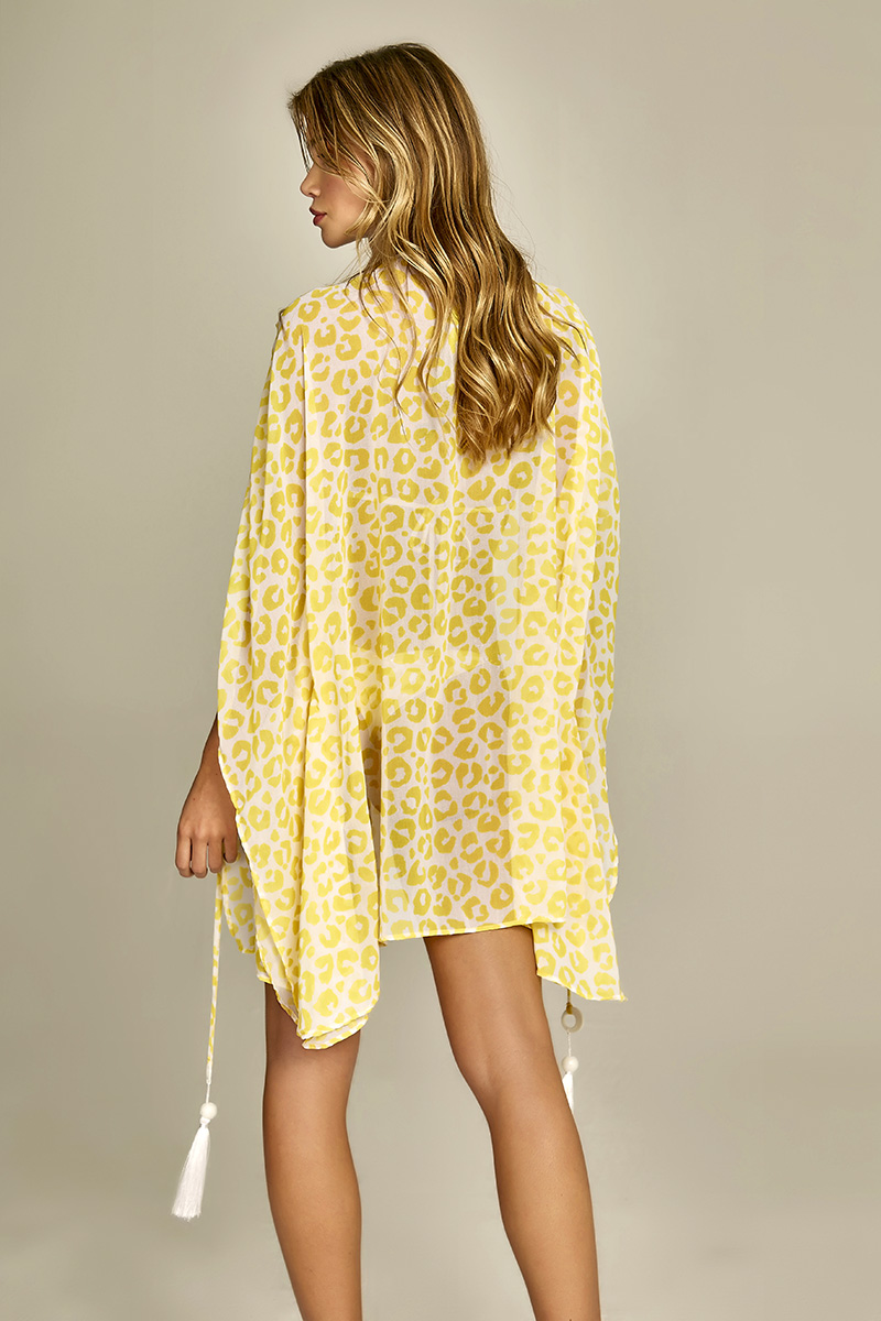 Kimono Malaga Estampa Onça Amarelo