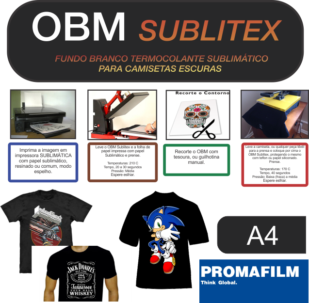 OBM Soft Sublitex - Sublimação em Camisetas Escuras - A4