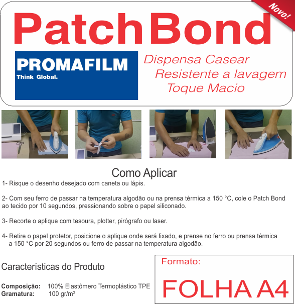 Patch Bond - Papel Termocolante Termodinâmico - FOLHA A4