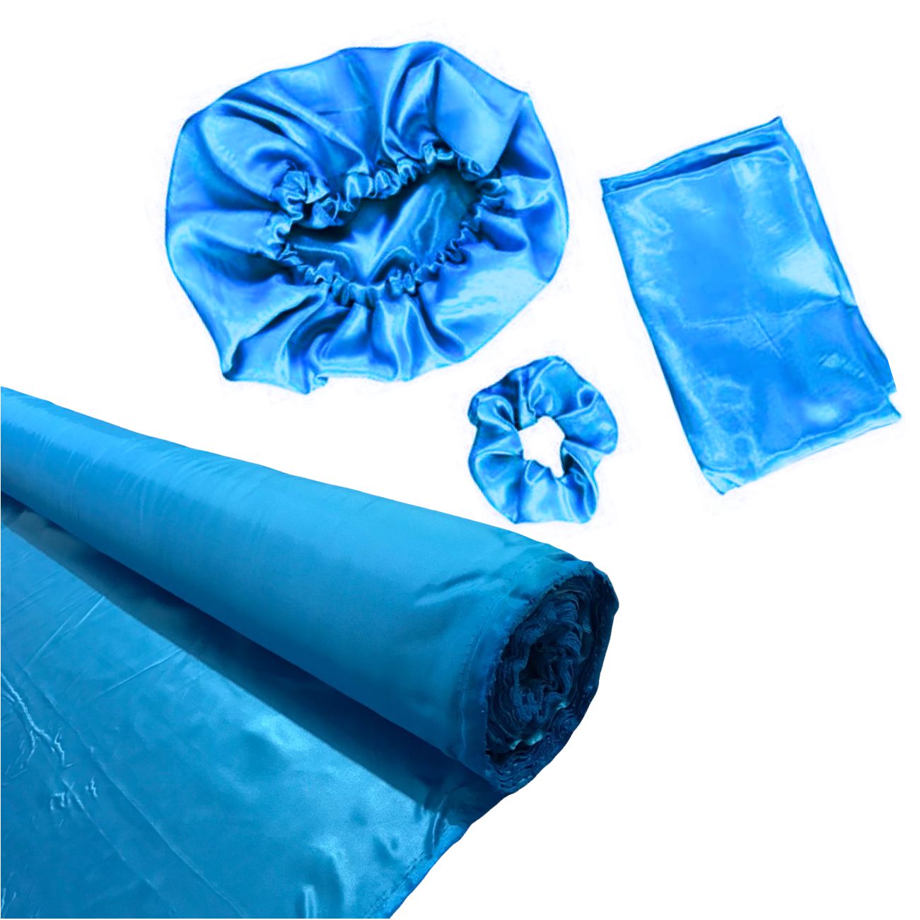 Tecido Cetim Azul p/ Touca Fronha Anti Frizz 1,50 mt