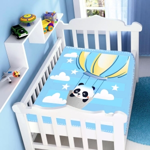 Cobertor de Bebê Jolitex Raschel Azul Panda no Balão