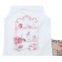 Conjunto Feminino Camiseta Regata com Estampa de Acessórios Femininos + Short Florido Kaiani