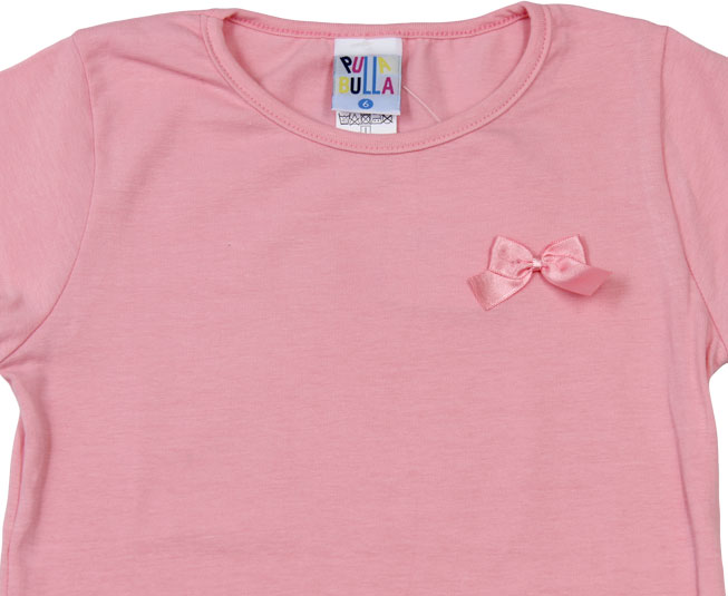 Camiseta Rosa com Lacinho - Foto 1