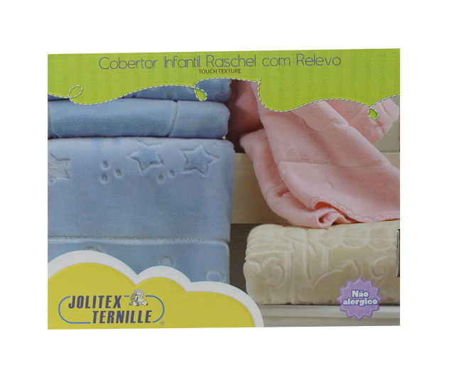 Cobertor Infantil Raschel Com Relevo jolitex Ternille Balão Branco - Foto 1
