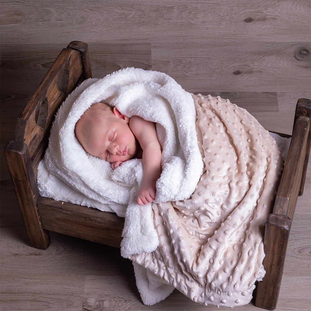 Cobertor Laço Bebê Sherpam Dots Bege - Foto 0