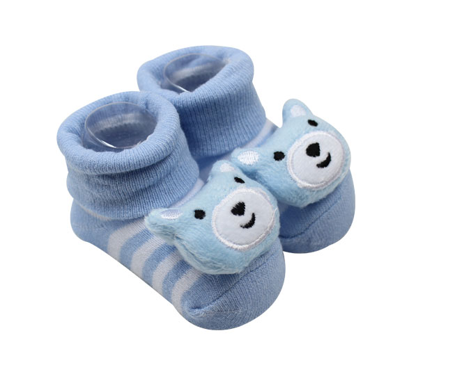 Meia Sapatilha Bebê Ursinho Azul com Listras Brancas Pimpolho - Foto 1