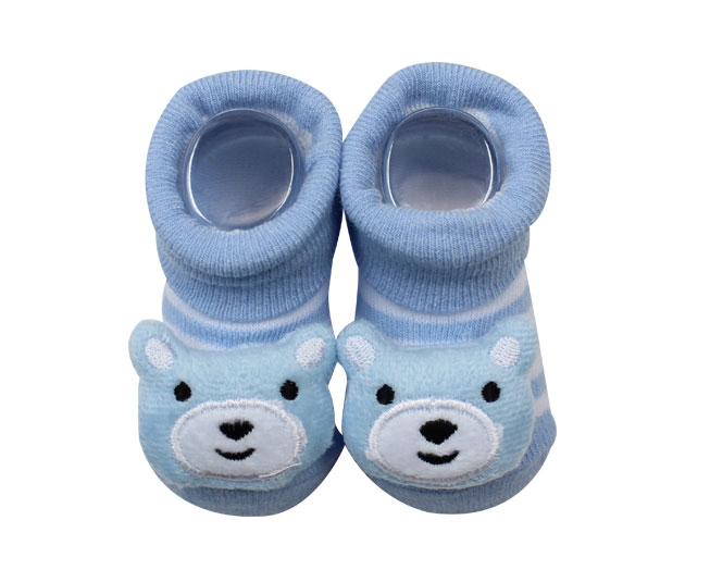Meia Sapatilha Bebê Ursinho Azul com Listras Brancas Pimpolho - Foto 2