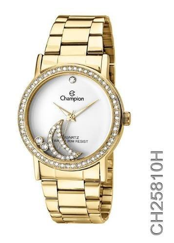 Relógio Champion Feminino C/ Strass Ch25810h - Garantia
