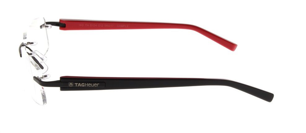 Armação Oculos Grau Tag Heuer TH 8104 012 Preto Vermelho