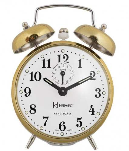 Relógio Despertador Herweg 2370 208 Dourado Picoteado Vintage