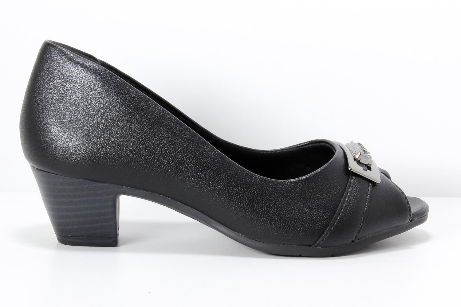 Sapato Comfortflex Peep Toe Feminino Metal 1887405