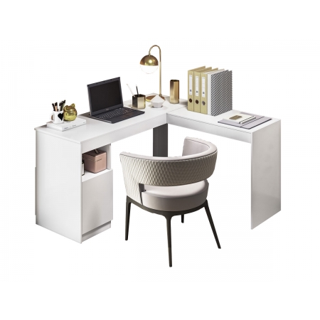 Escrivaninha Mesa para Computador Burguesa Branco - Móveis Fiorello