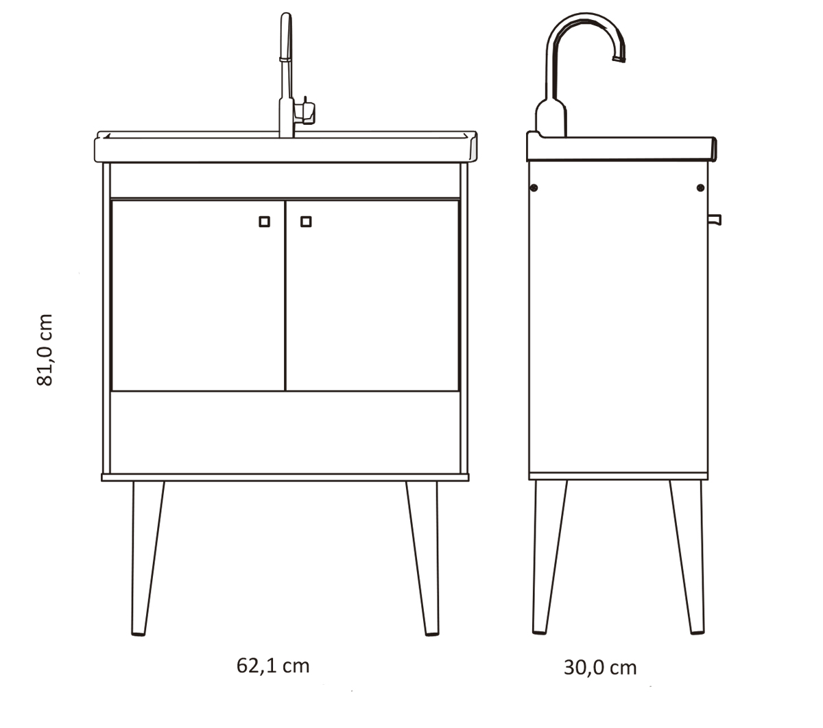 Gabinete Retrô para Banheiro com Lavatório Sigma Branco com Marmorizado Preto - Cerocha