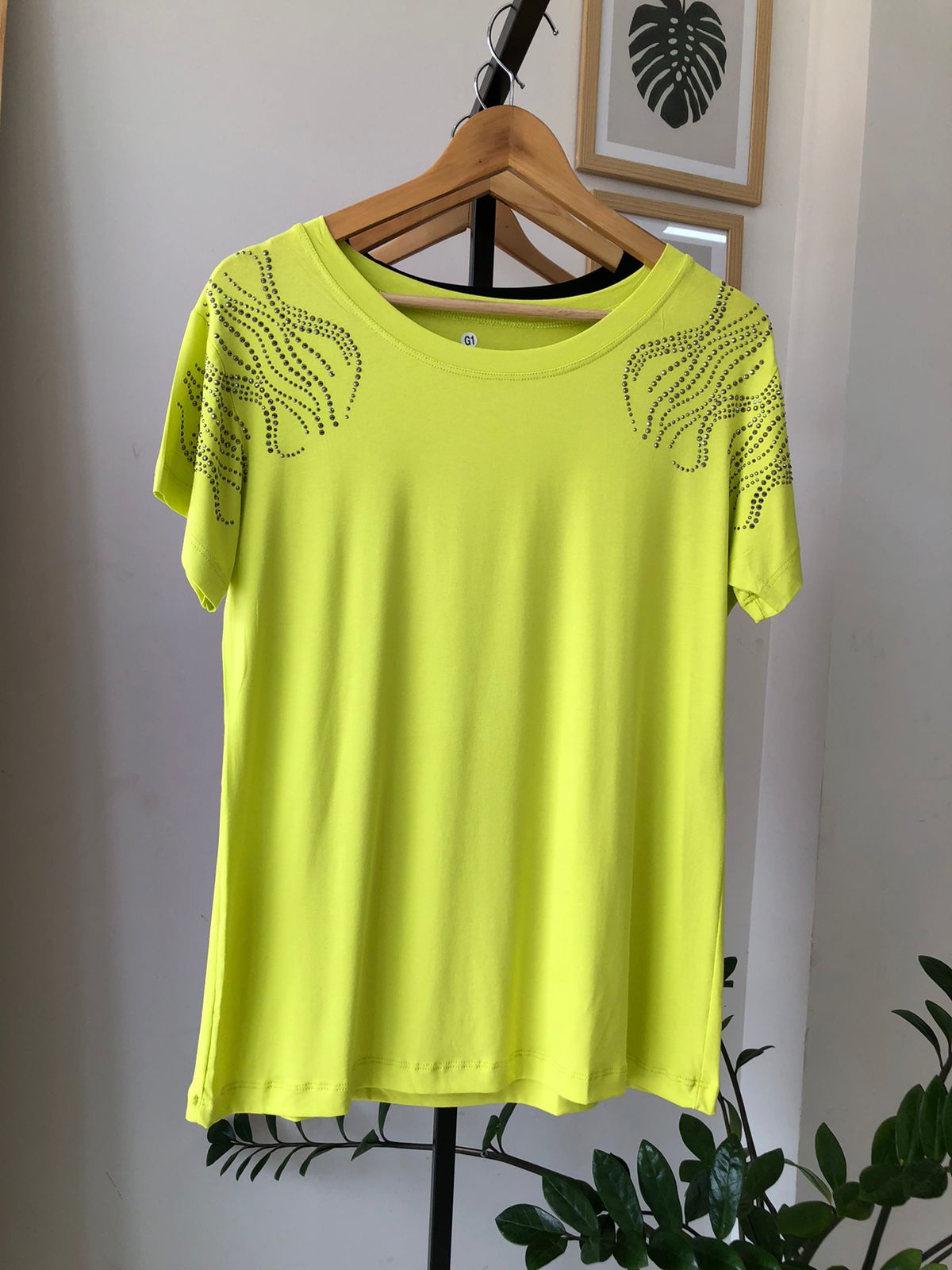 Camiseta Viscolycra Plus Size Aplicação - Caroline