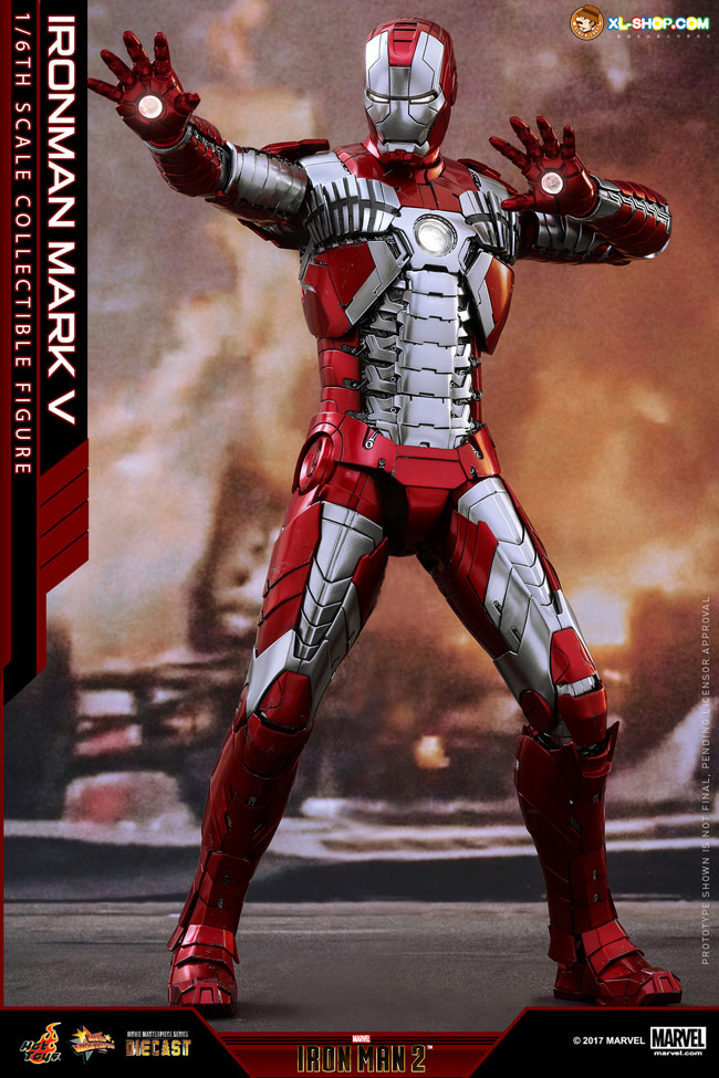 Action Figure Homem de Ferro Iron Man Mark 5 V: Homem de Ferro 2 Iron Man 2 Die Cast MMS 400 D18 Escala 1/6 - Hot Toys