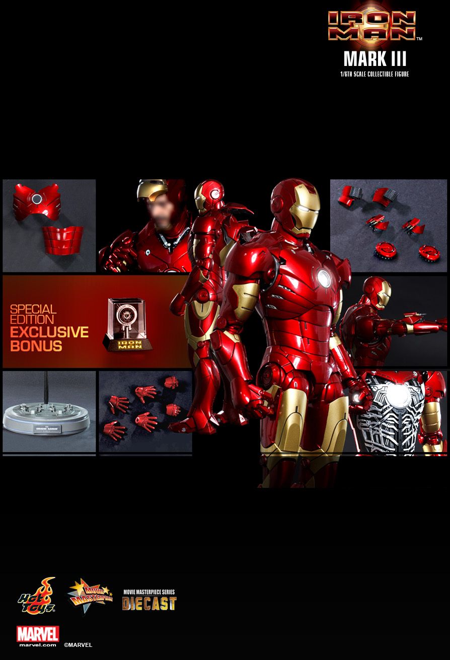 Action Figure Homem de Ferro Iron Man Mark III: Homem de Ferro Iron Man Marvel MMS256D07 Diecast Escala 1/6 - Hot Toys