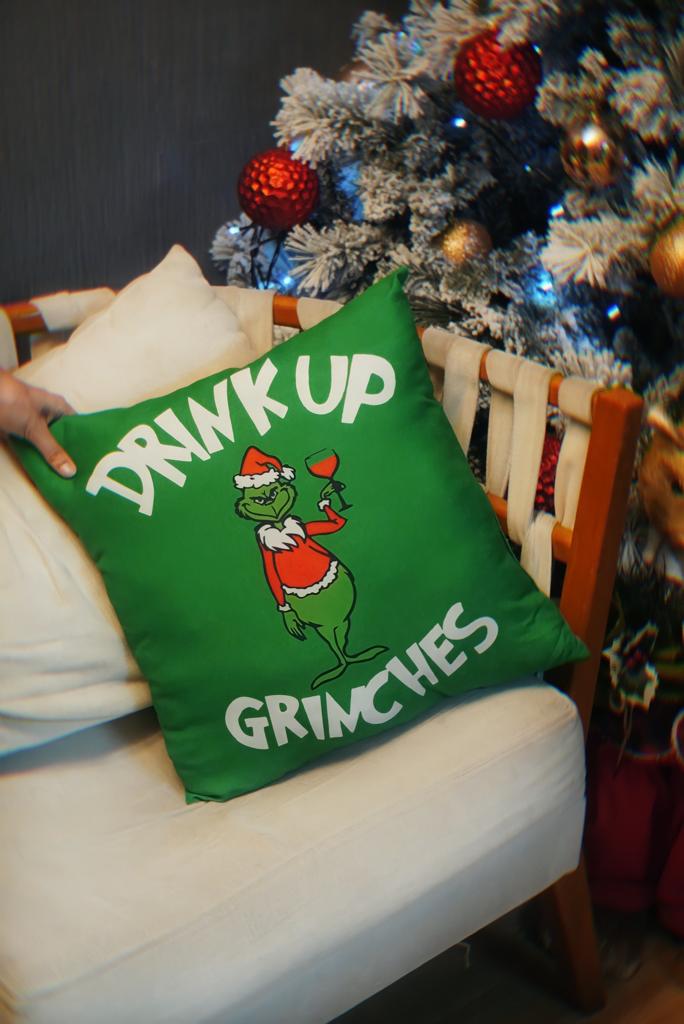 Almofada Grinch Drink Up Natal Christmas: O Grinch