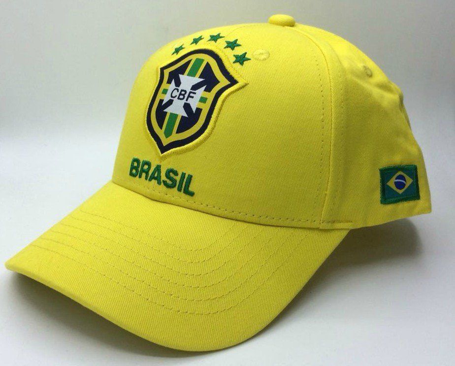 Boné Aba Curva: Seleção Brasileira (Escudo Bordado no Centro) - Copa Do Mundo Rússia 2018 (Amarelo)