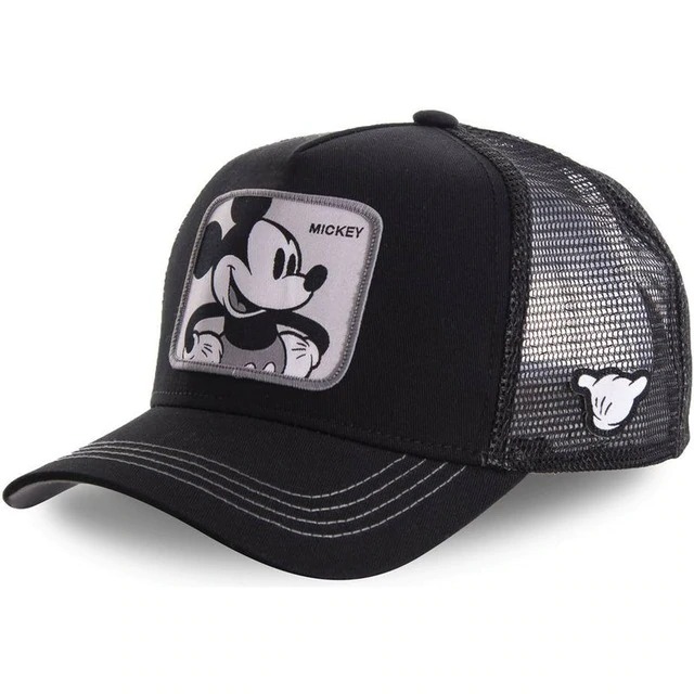 Boné Trucker Aba Curva Mickey Mouse Clássico Disney (Preto)
