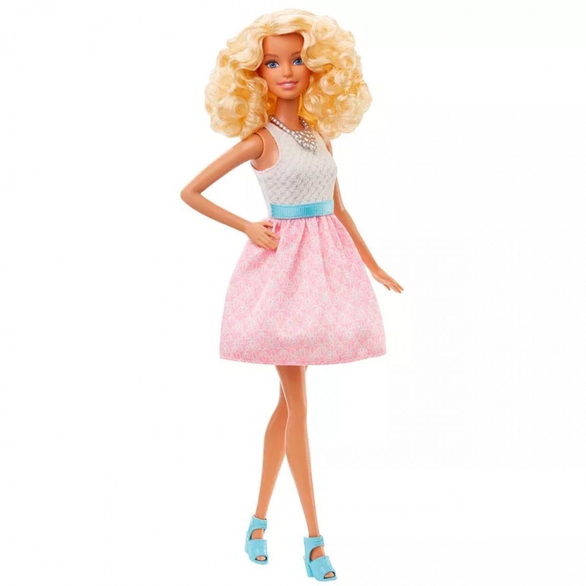 Boneca Barbie Fashionista (Loira de Vestido Branco e Rosa)