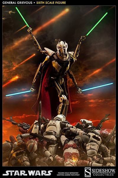 Action Figure General Grievous: Star Wars A Vingança dos Sith (Revenge of the Sith) Escala 1/6 - Sideshow