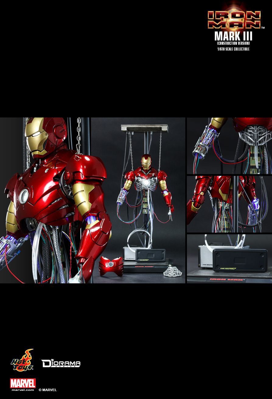 Boneco Homem de Ferro (Iron Man) Mark III Construction Version: Homem de Ferro (Iron Man) Escala 1/6 (DS003) - Hot Toys - CG