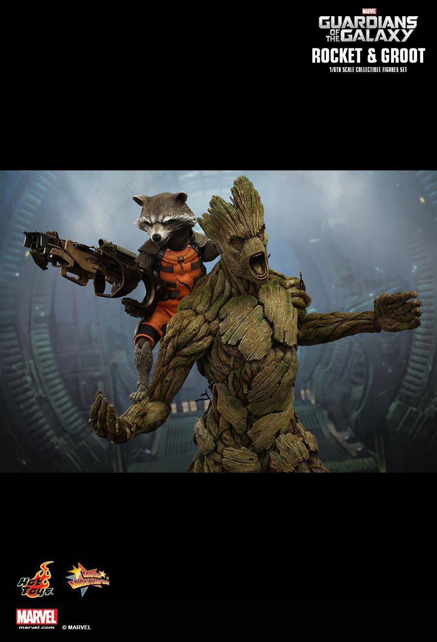 Action Figure Rocket Raccoon e Groot: Guardiões da Galáxia (Guardians of the Galaxy) Escala 1/6 (MMS254) - Hot Toys