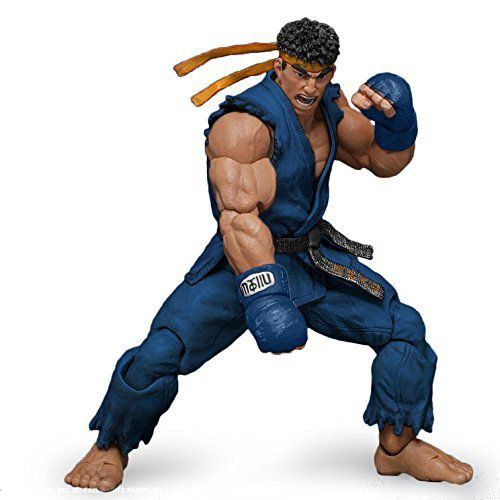 Boneco Ryu com Uniforme Azul: Street Fighter V (Special Blue Edition) Escala 1/12 - Storm Collectibles