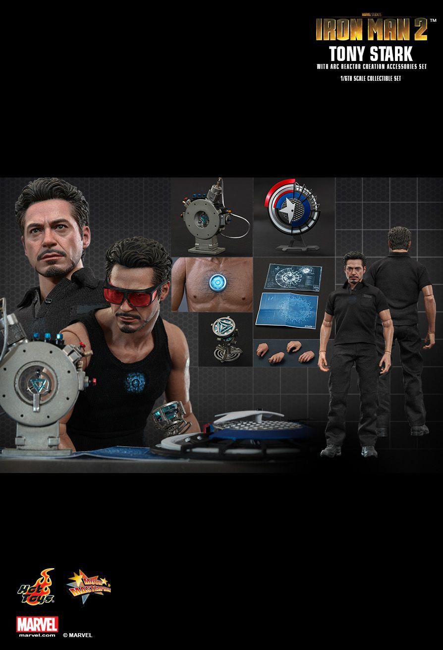 Boneco Tony Stark (With Arc Reactor Creation Accessories): Homem de Ferro 2 (Iron Man 2) Escala 1/6 (MMS273) - Hot Toys - CG
