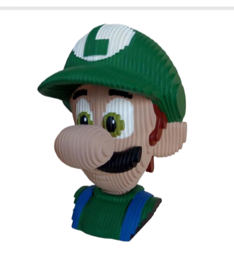 Estátua Busto MDF Colorido Luigi: Super Mario Bros - EV