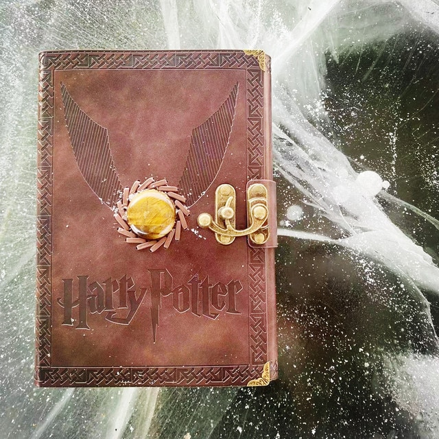 Caderno Agenda Caderneta Couro Pomo De Ouro Marrom: Harry Potter A5 - MKP