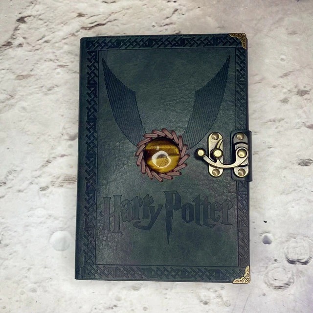 Caderno Agenda Caderneta Couro Pomo De Ouro Preto: Harry Potter A5 - MKP