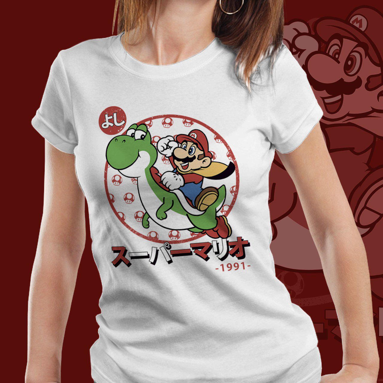 Camiseta Feminina Mario e Yoshi: Super Mario Bros