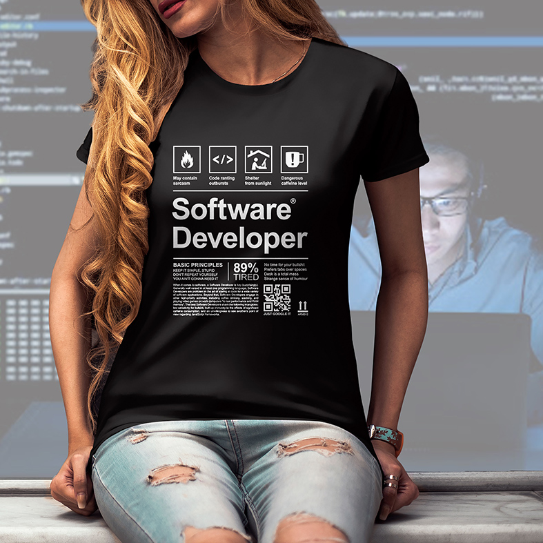 Camiseta Unissex Feminina Desenvolvedor De Software Programação Desenvolvimento Linguagens HTML JAVA (Preta)  - CD