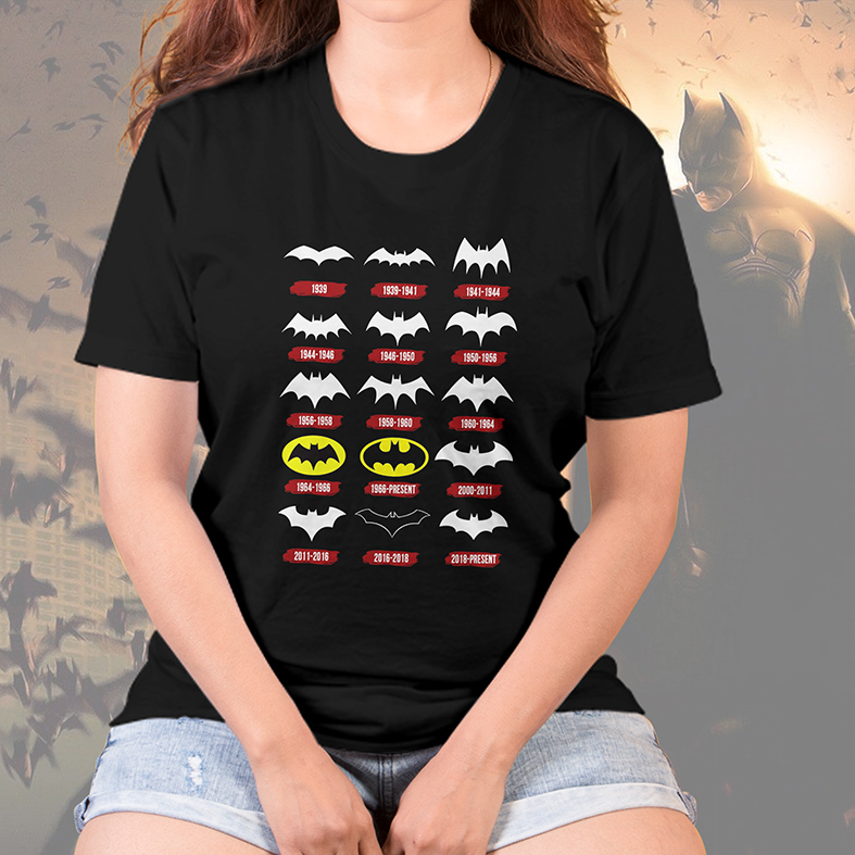Camiseta Unissex Feminina Evolução Logo Morcego DC Comics (Preta)  - CD