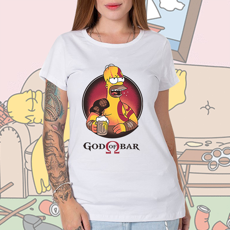 Camiseta Unissex Feminina God Of Bar Homer Beer: Os Simpsons (Branca)  - CD