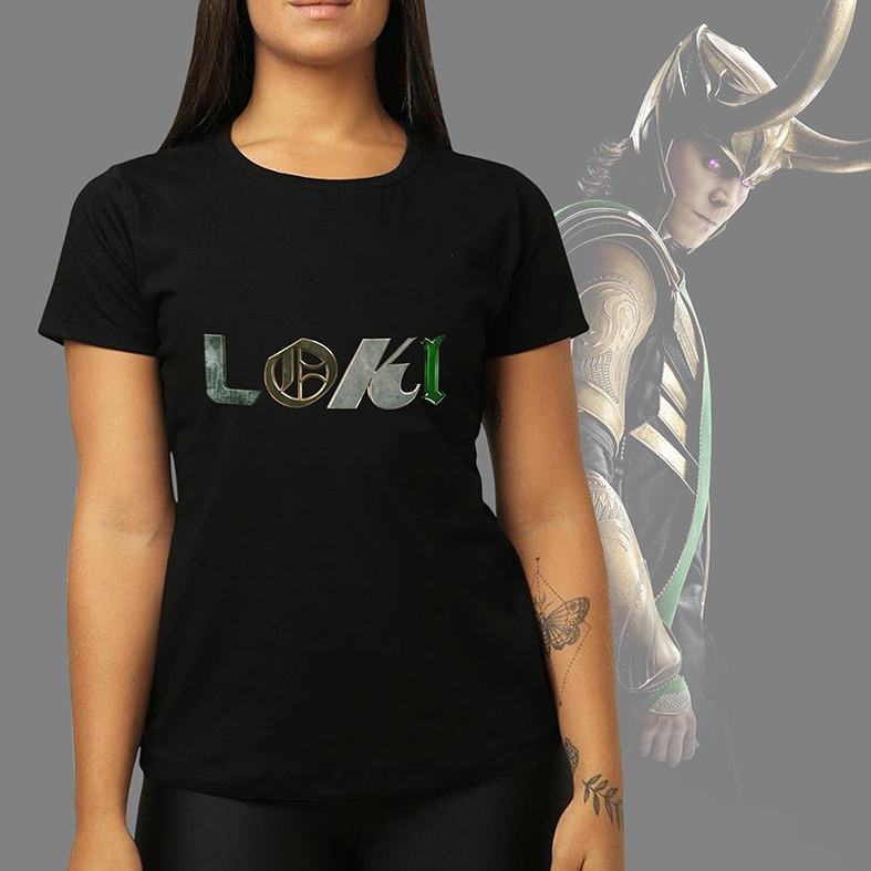 Camiseta Unissex Feminina Loki Marvel Studios Avengers Vingadores Disney+ (Preta)  - CD