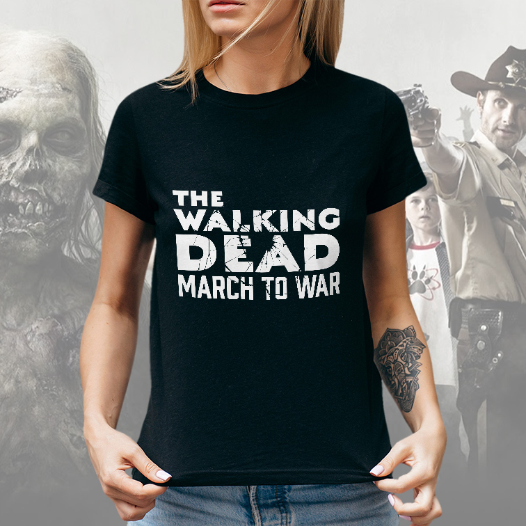 Camiseta Feminina Unissex March To War: The Walking Dead (Preta) - EV