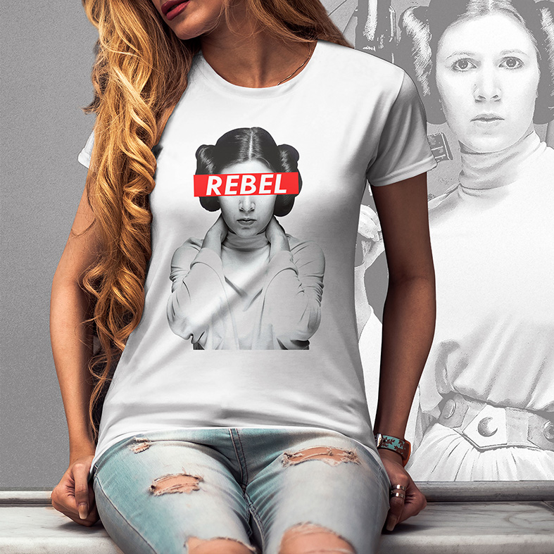 Camiseta Feminina Unissex Princesa General Leia Organa Princess Rebel Rebelde: Star Wars (Branca) - EV