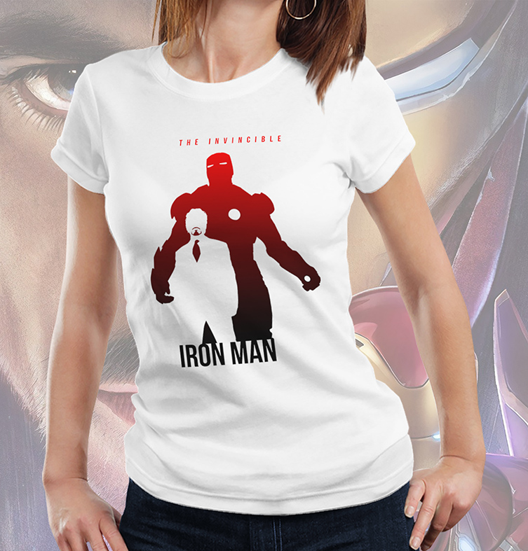 Camiseta Feminina Unissex The Invincible Iron Man Tony Stark Homem de Ferro Invencível Marvel Comics (Branca) - EV