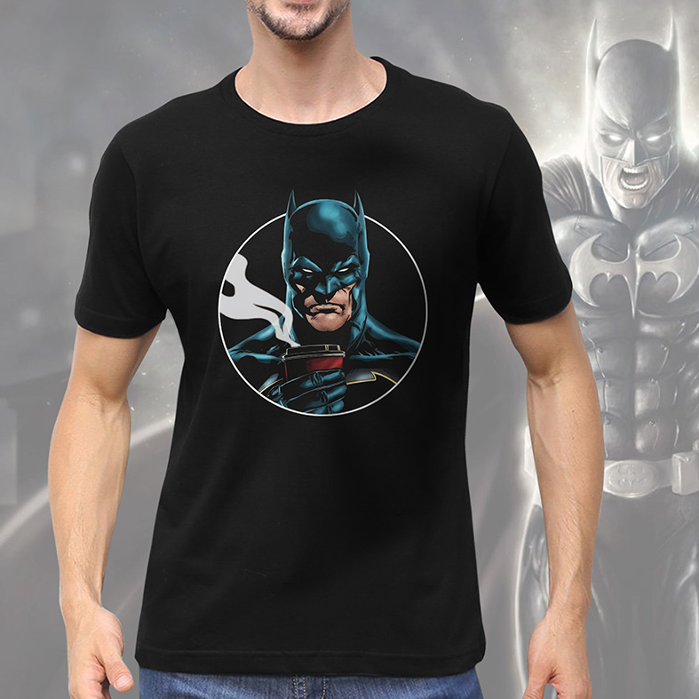 Camiseta Masculina Unissex Batman Coffee Café (Preta) - EV