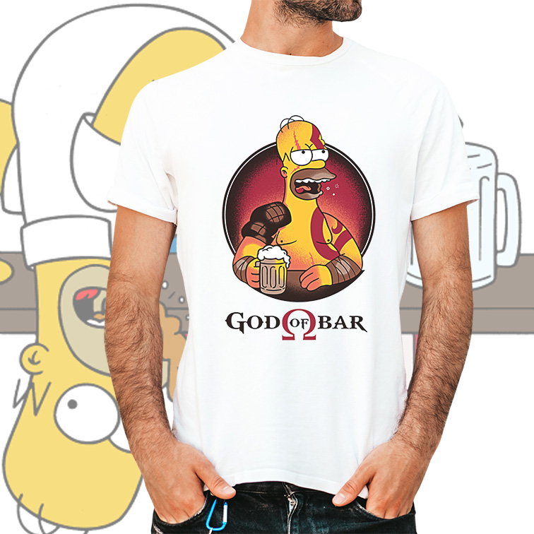 Camiseta Unissex Masculina God Of Bar Homer Beer: Os Simpsons (Branca)  - CD