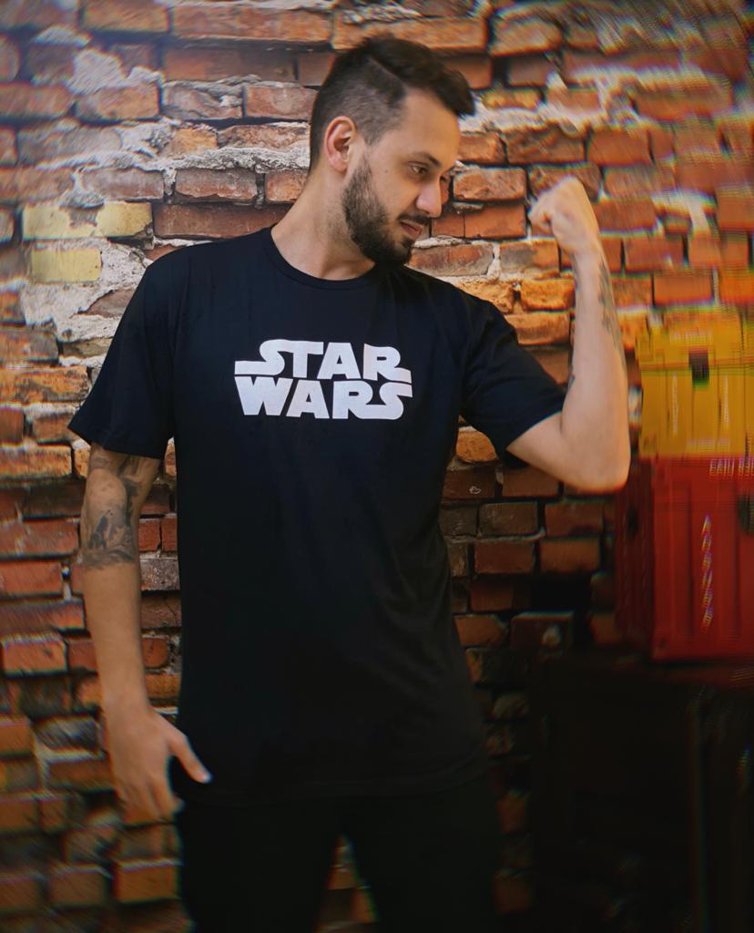 Camiseta Masculina Unissex Logo Guerra Nas Estrelas Star Wars Preta
