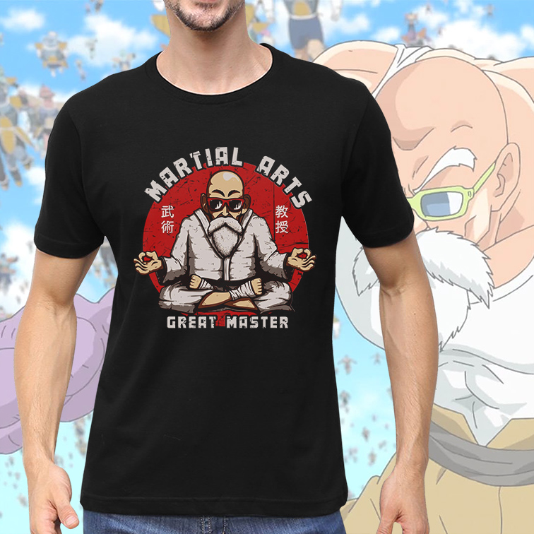 Camiseta Masculina Unissex Martial Arts Great Master Mestre Kami: Dragon Ball (Preta) - EV