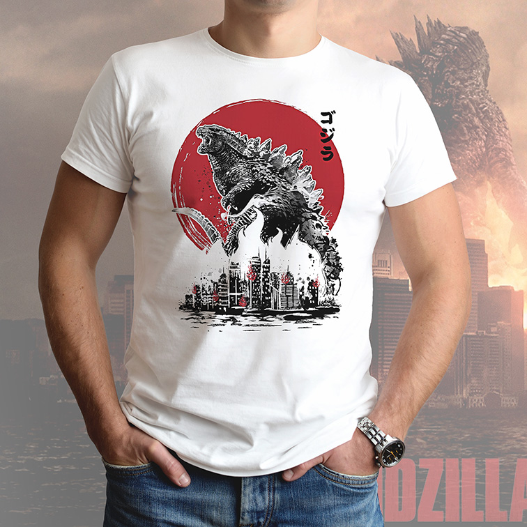 Camiseta Unissex Masculina Monster Attack: Godzilla (Branca)  - CD