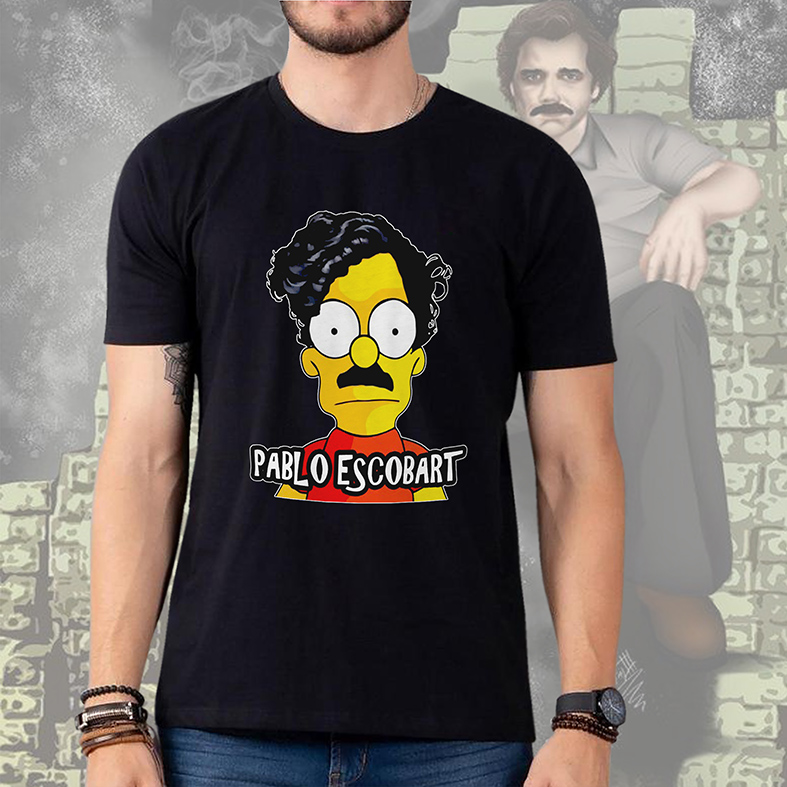 Camiseta Unissex Masculina Pablo Escobart Bart Simpsons Pablo Escobar: Os Simpsons (Preta)  - CD