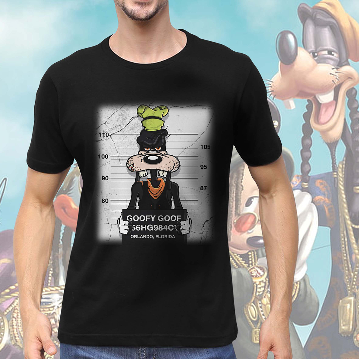 Camiseta Masculina Unissex Pateta Preso Goofy Goof Walt Disney (Preta)