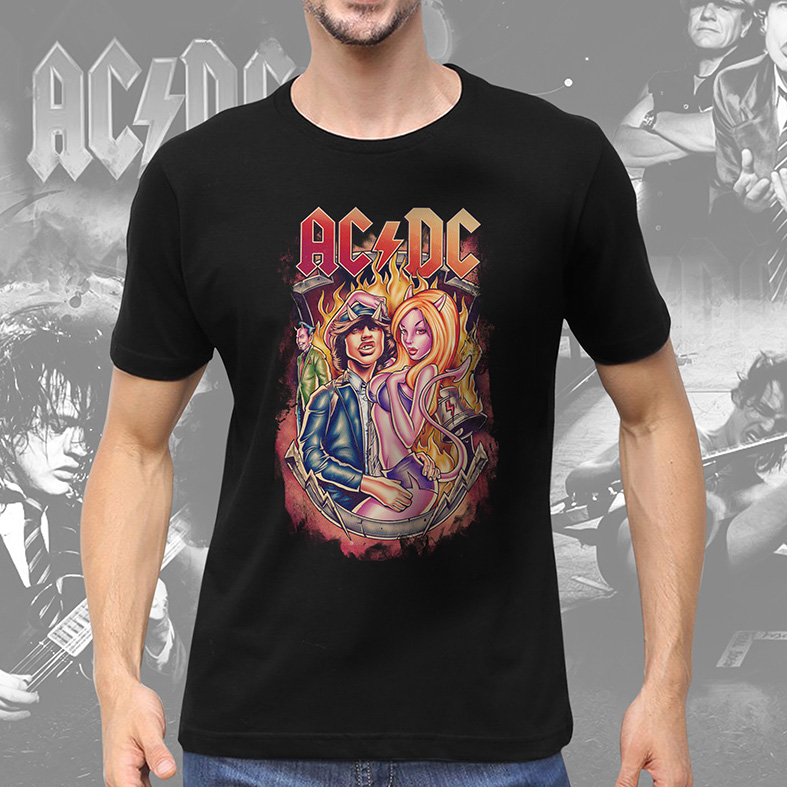 Camiseta Masculina Unissex Rock And Roll Legends ACDC Lendas (Preta) - EV